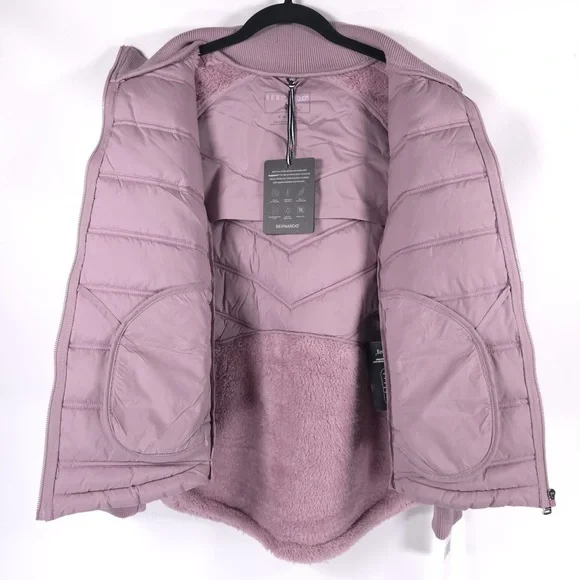 NWT BERNARDO Light Weight Faux Fur Puffer Full Zip Combo Jacket LilacHaze MEDIUM - Picture 6 of 16